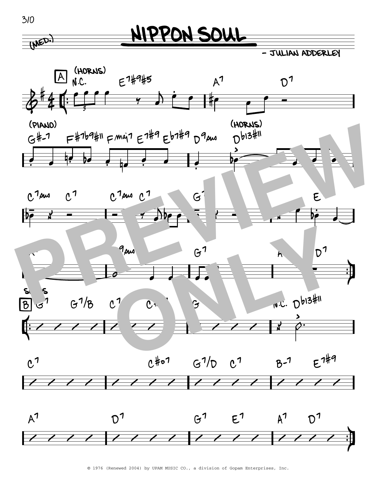Julian Adderley Nippon Soul Sheet Music Notes & Chords for Real Book – Melody & Chords - Download or Print PDF