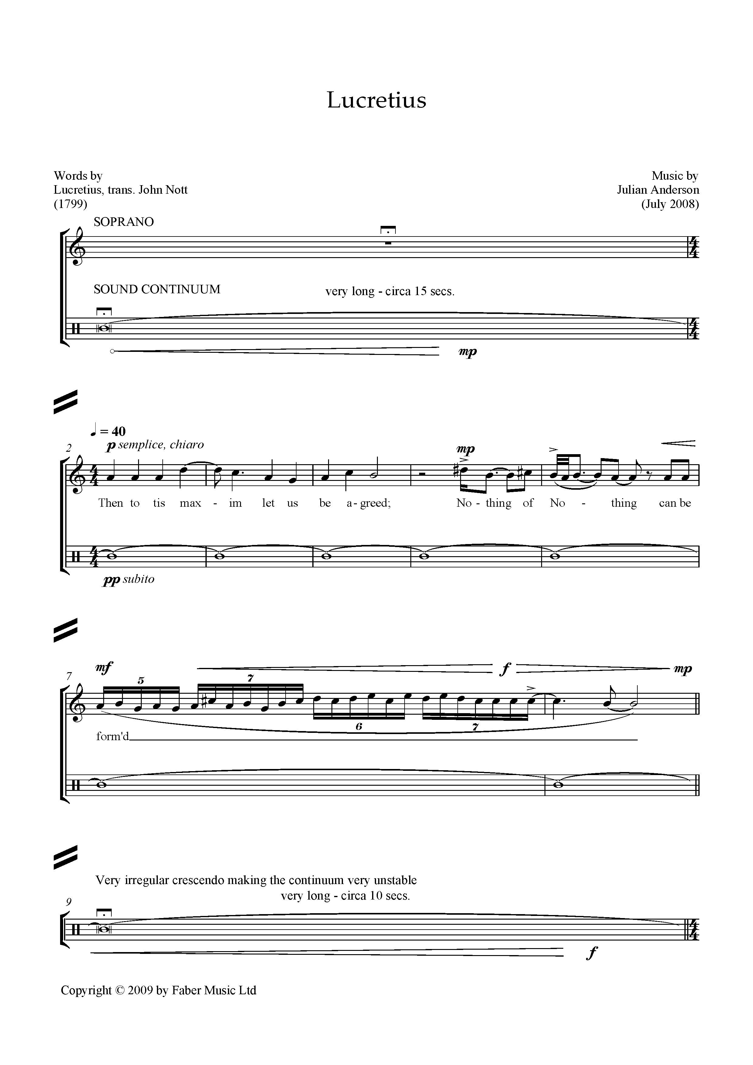 Julian Anderson Lucretius (for soprano and percussion) Sheet Music Notes & Chords for Piano & Vocal - Download or Print PDF