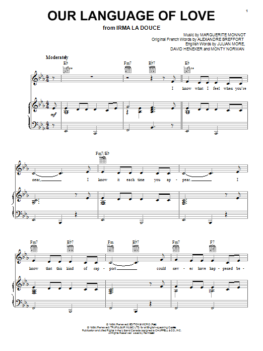 Julian More Our Language Of Love sheet music notes and chords. Download Printable PDF.
