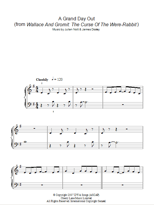 Julian Nott A Grand Day Out (from Wallace And Gromit: The Curse Of The Were-Rabbit) Sheet Music Notes & Chords for 5-Finger Piano - Download or Print PDF