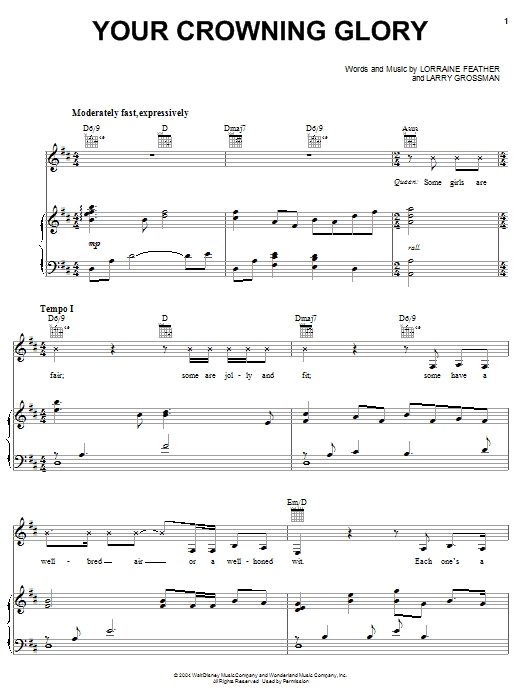 Julie Andrews and Raven Symone Your Crowning Glory Sheet Music Notes & Chords for Piano, Vocal & Guitar (Right-Hand Melody) - Download or Print PDF