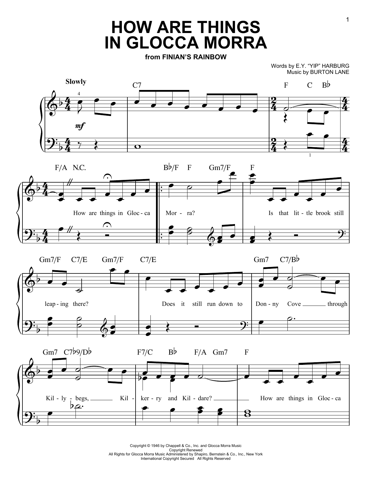 Julie Andrews How Are Things In Glocca Morra Sheet Music Notes & Chords for Easy Piano - Download or Print PDF