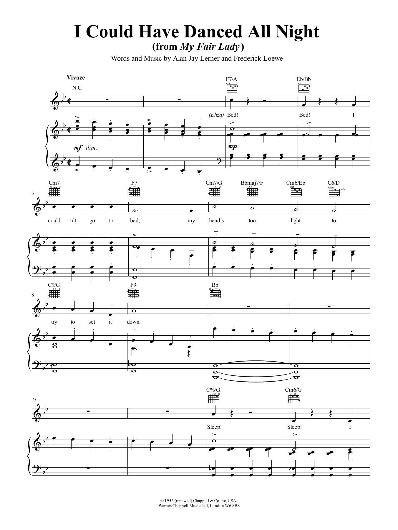 Julie Andrews I Could Have Danced All Night (from My Fair Lady) Sheet Music Notes & Chords for Piano, Vocal & Guitar (Right-Hand Melody) - Download or Print PDF