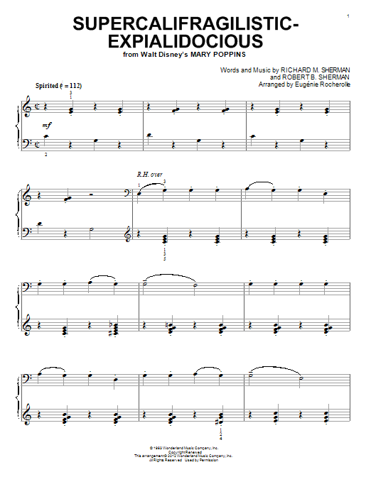Eugénie Rocherolle Supercalifragilisticexpialidocious Sheet Music Notes & Chords for Piano - Download or Print PDF