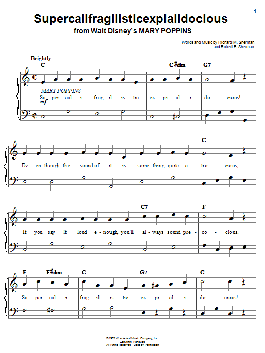 Sherman Brothers Supercalifragilisticexpialidocious (from Mary Poppins) Sheet Music Notes & Chords for Keyboard - Download or Print PDF
