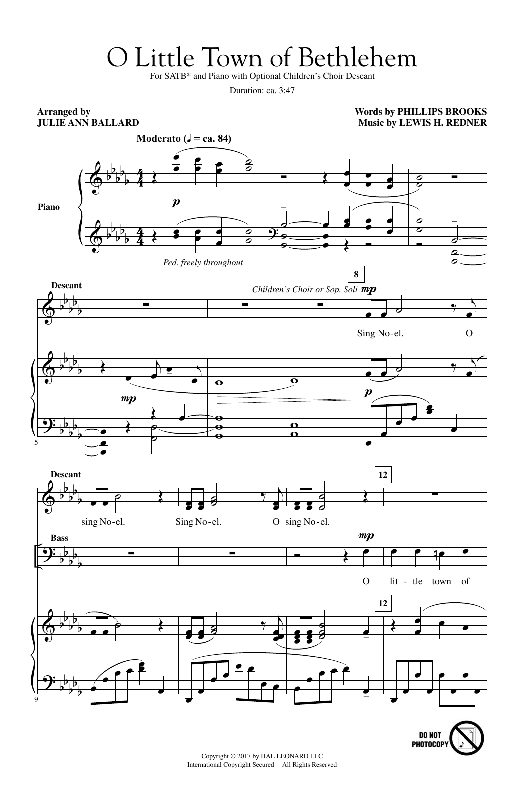 Julie Ann Ballard O Little Town Of Bethlehem Sheet Music Notes & Chords for SATB - Download or Print PDF
