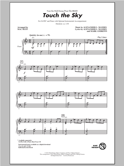 Julie Fowlis Touch The Sky (From Brave) (arr. Mac Huff) Sheet Music Notes & Chords for SAB - Download or Print PDF