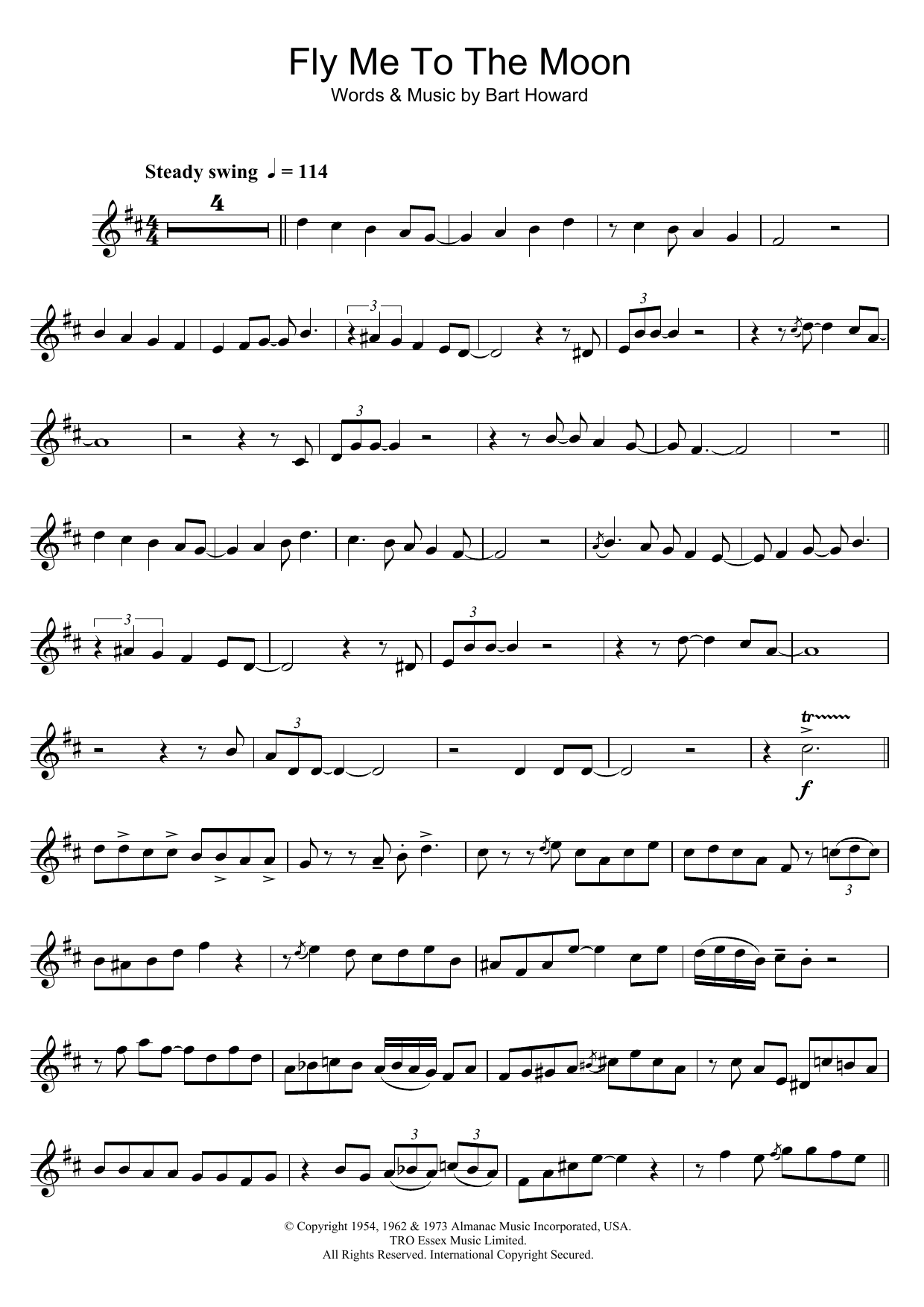 Julie London Fly Me To The Moon (In Other Words) Sheet Music Notes & Chords for Alto Saxophone - Download or Print PDF