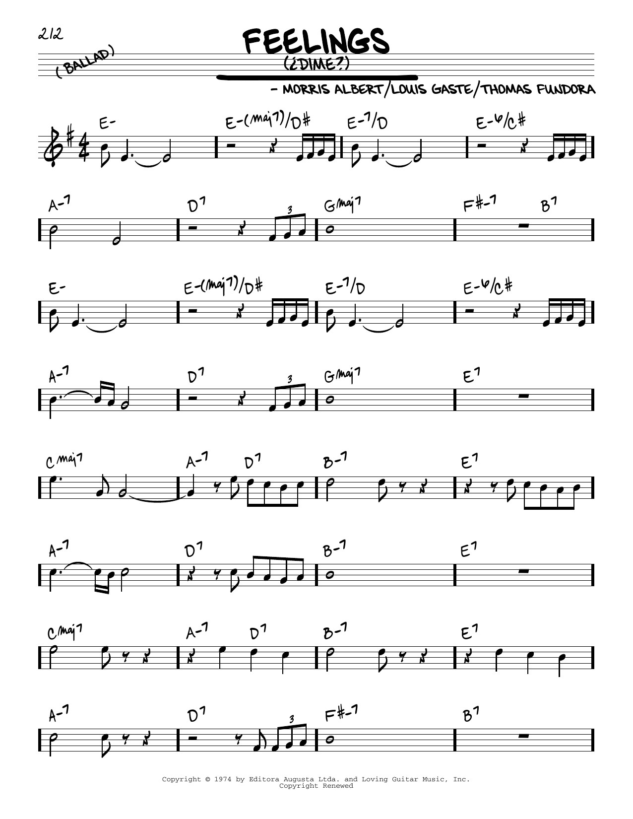 Julio Iglesias Feelings (¿Dime?) Sheet Music Notes & Chords for Real Book – Melody & Chords - Download or Print PDF