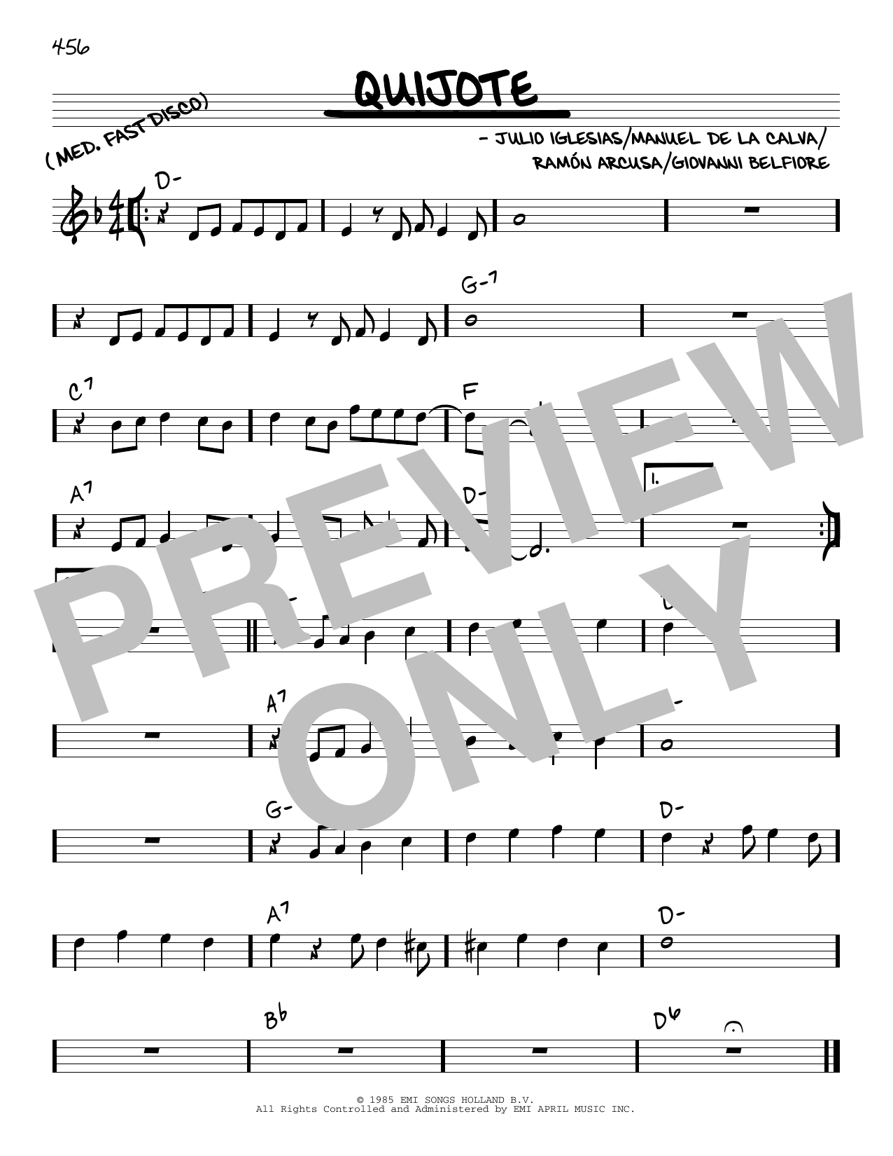 Julio Iglesias Quijote Sheet Music Notes & Chords for Real Book – Melody & Chords - Download or Print PDF