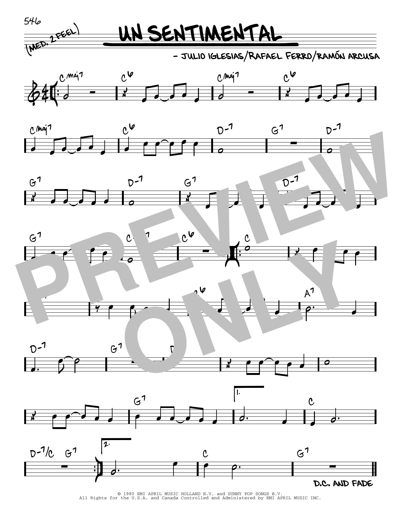 Julio Iglesias Un Sentimental Sheet Music Notes & Chords for Real Book – Melody & Chords - Download or Print PDF