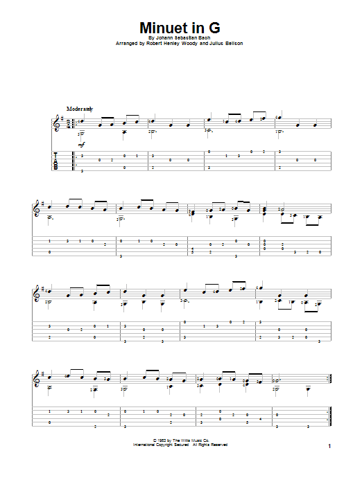 Julius Bellson Minuet In G Sheet Music Notes & Chords for Guitar Tab - Download or Print PDF