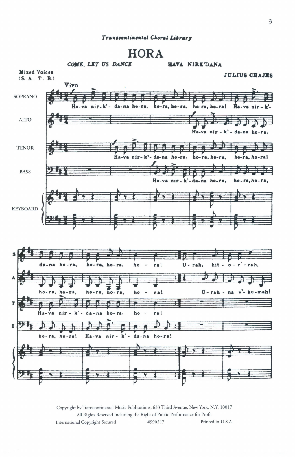 Julius Chajes Hora (Come Let Us Dance) Sheet Music Notes & Chords for SATB Choir - Download or Print PDF