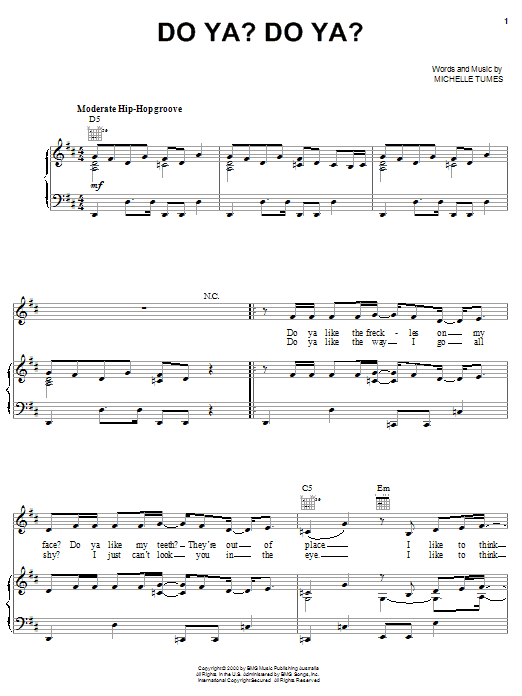 Jump5 Do Ya? Do Ya? Sheet Music Notes & Chords for Piano, Vocal & Guitar (Right-Hand Melody) - Download or Print PDF