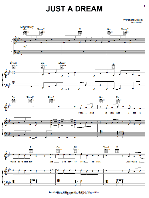 Jump5 Just A Dream Sheet Music Notes & Chords for Piano, Vocal & Guitar (Right-Hand Melody) - Download or Print PDF