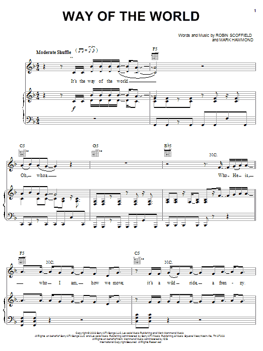 Jump5 Way Of The World Sheet Music Notes & Chords for Piano, Vocal & Guitar (Right-Hand Melody) - Download or Print PDF