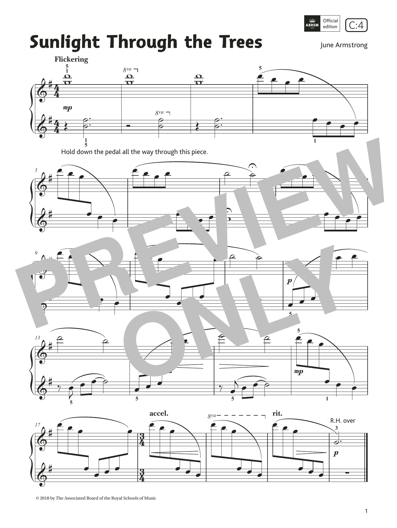 June Armstrong Sunlight Through the Trees (Grade 1, list C4, from the ABRSM Piano Syllabus 2021 & 2022) Sheet Music Notes & Chords for Piano Solo - Download or Print PDF