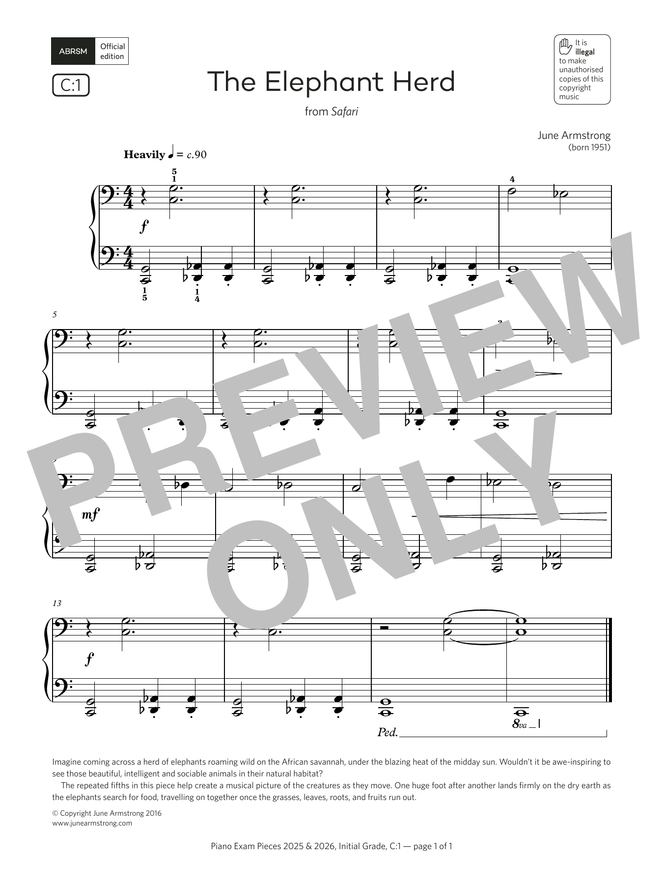 June Armstrong The Elephant Herd (Grade Initial, list C1, from the ABRSM Piano Syllabus 2025 & 2026) Sheet Music Notes & Chords for Piano Solo - Download or Print PDF