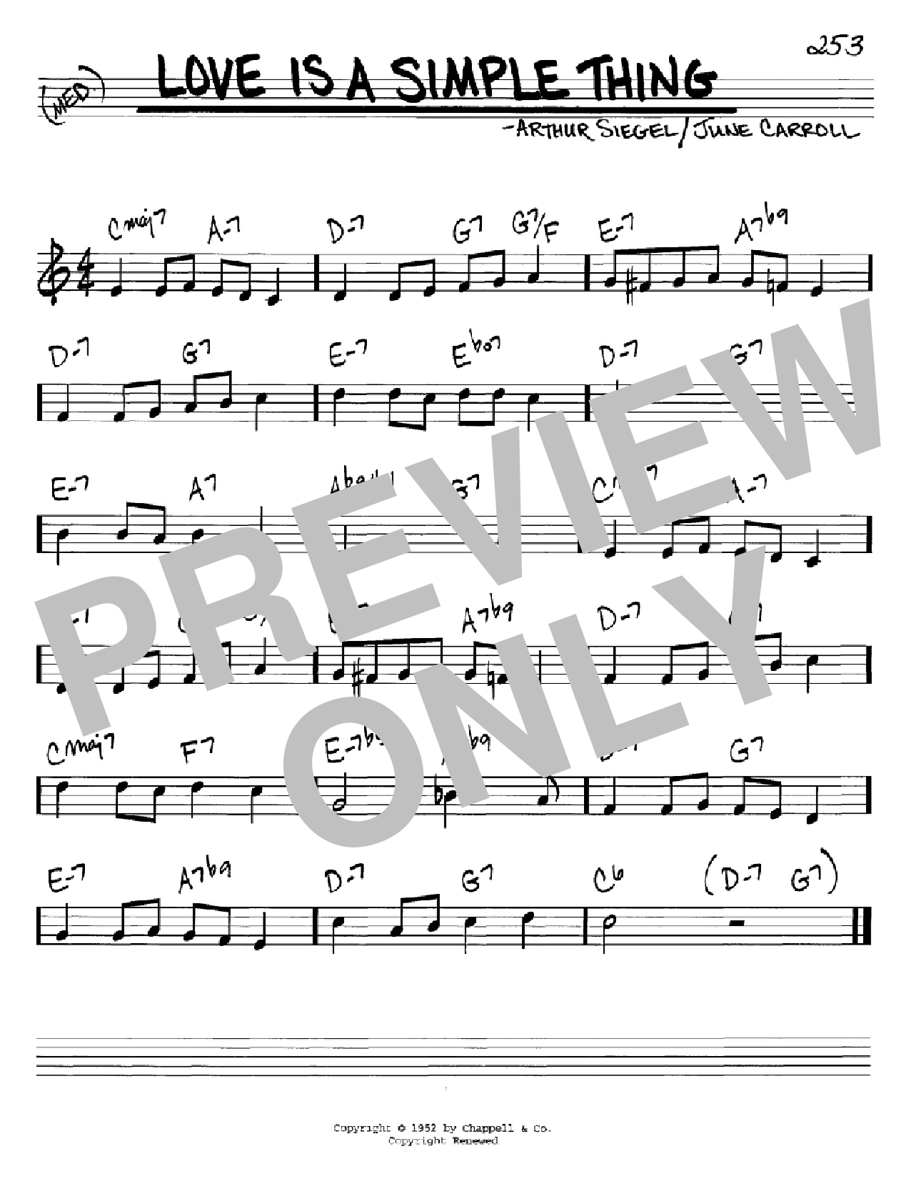 June Carroll Love Is A Simple Thing Sheet Music Notes & Chords for Real Book - Melody & Chords - C Instruments - Download or Print PDF