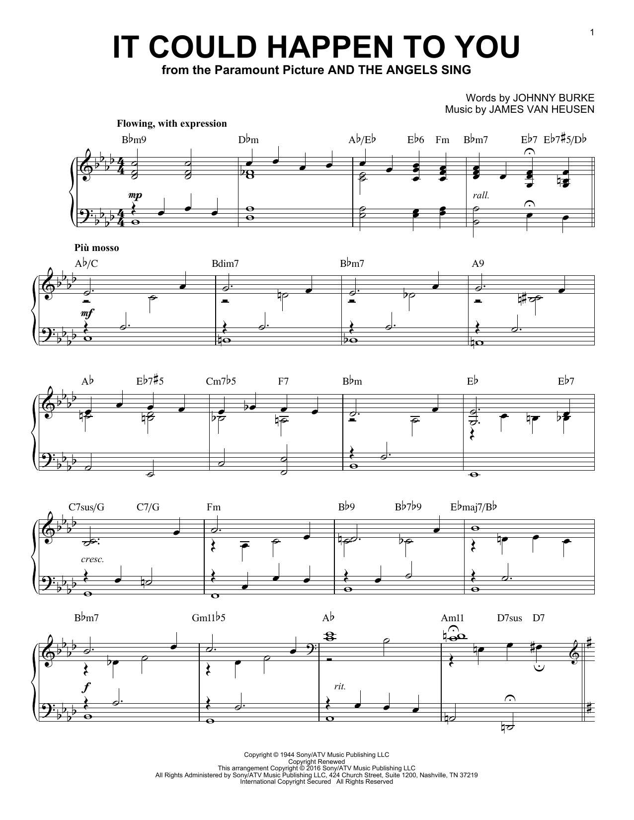 June Christy It Could Happen To You (arr. Brent Edstrom) Sheet Music Notes & Chords for Piano - Download or Print PDF