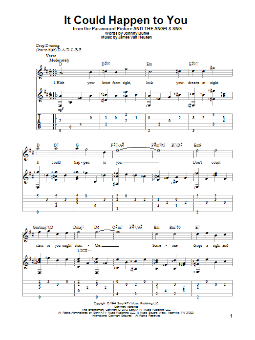 June Christy It Could Happen To You Sheet Music Notes & Chords for Guitar Tab - Download or Print PDF