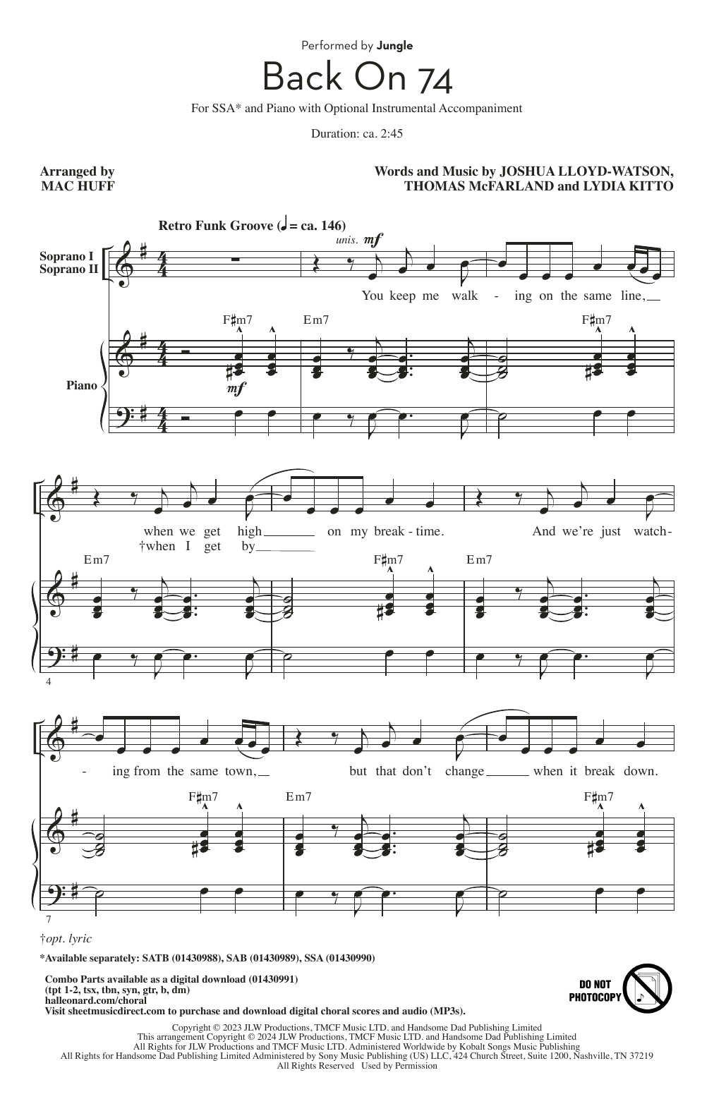 Jungle Back On 74 (arr. Mac Huff) Sheet Music Notes & Chords for SATB Choir - Download or Print PDF