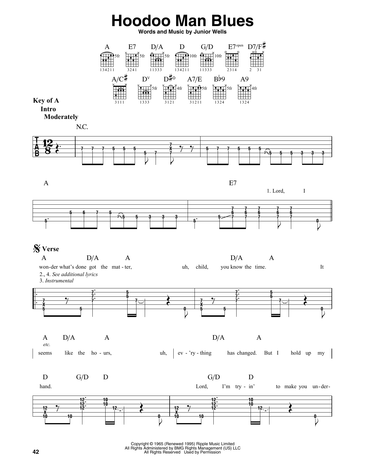 Junior Wells Hoodoo Man Blues Sheet Music Notes & Chords for Guitar Lead Sheet - Download or Print PDF