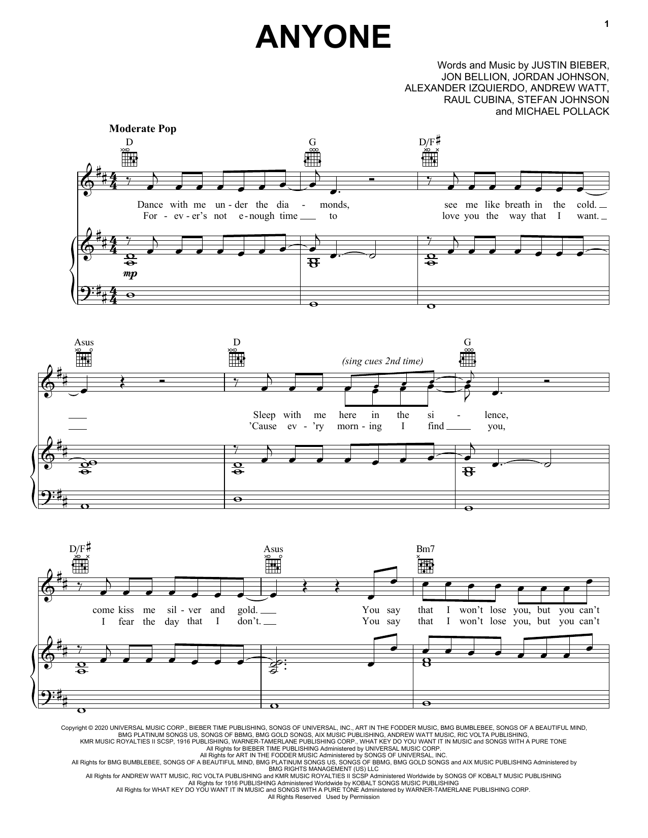 Justin Bieber Anyone Sheet Music Notes & Chords for Super Easy Piano - Download or Print PDF