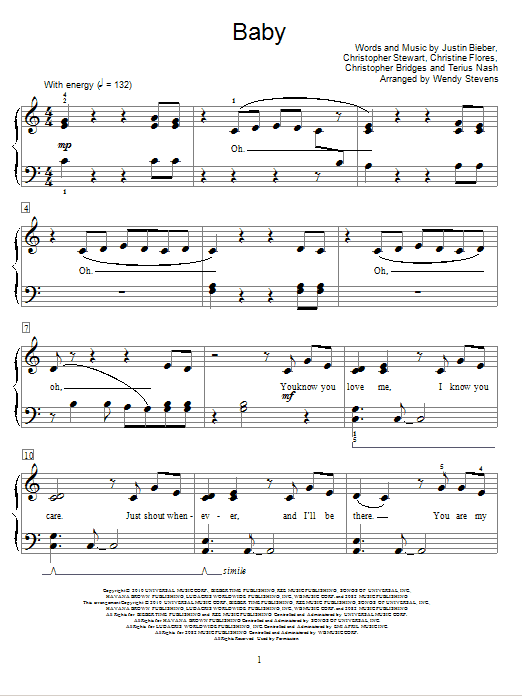Justin Bieber featuring Ludacris Baby Sheet Music Notes & Chords for Voice - Download or Print PDF