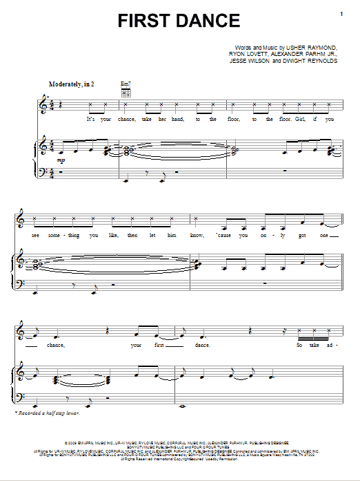 Justin Bieber First Dance Sheet Music Notes & Chords for Piano, Vocal & Guitar (Right-Hand Melody) - Download or Print PDF