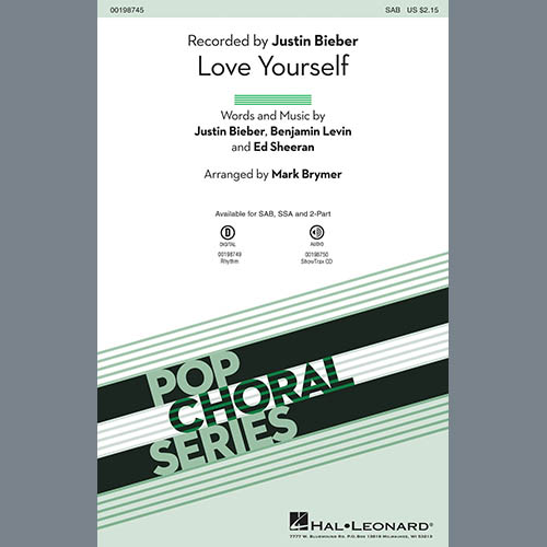 Justin Bieber, Love Yourself (arr. Mark Brymer), 2-Part Choir