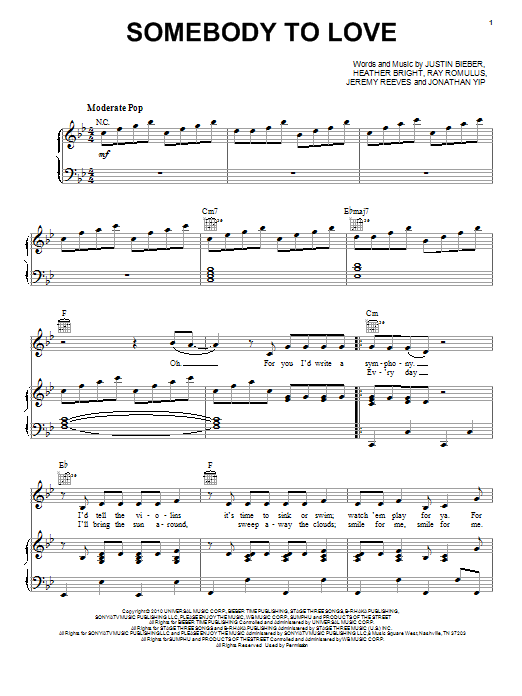 Justin Bieber Somebody To Love Sheet Music Notes & Chords for Ukulele - Download or Print PDF