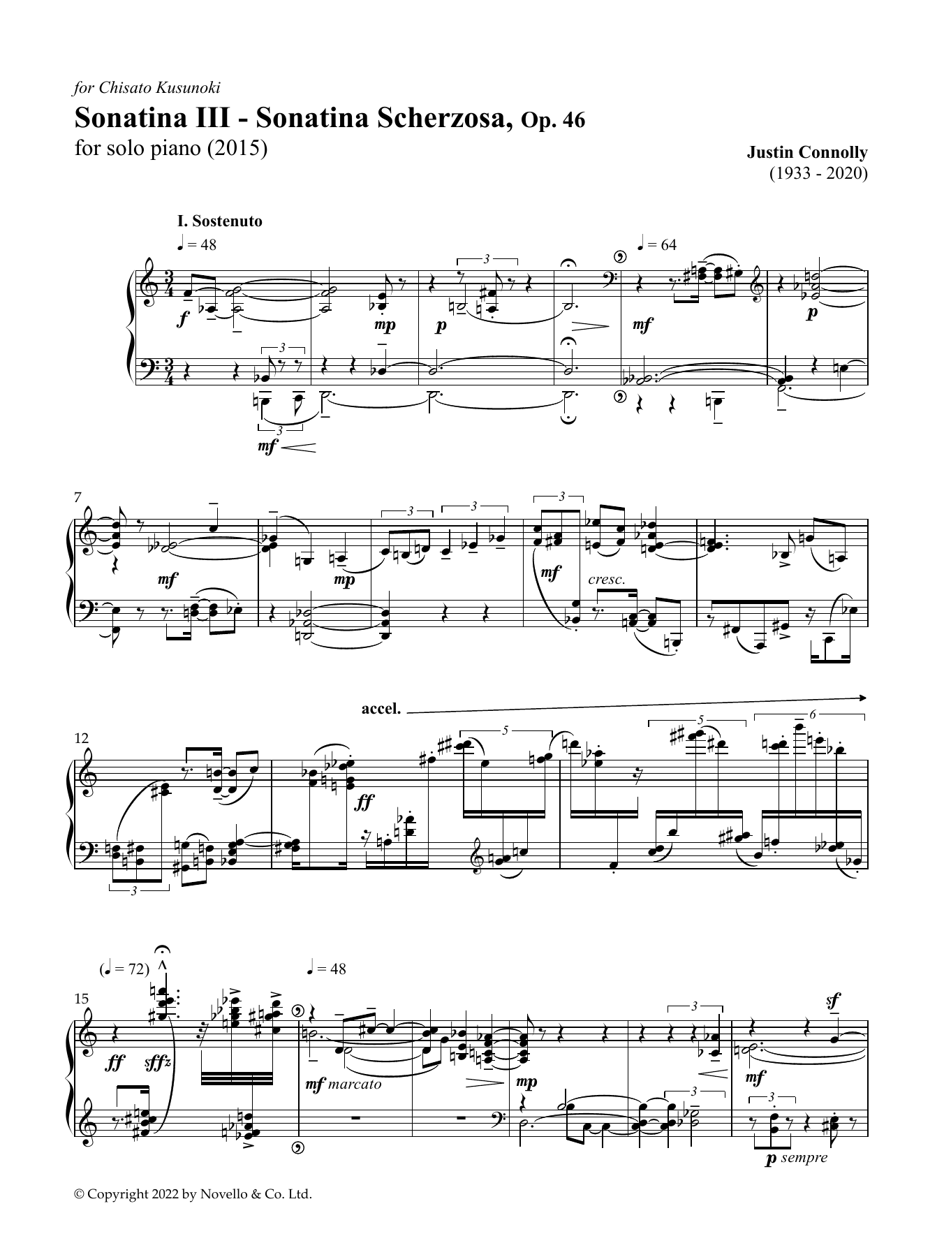 Justin Connolly Sonatina III Sheet Music Notes & Chords for Piano Solo - Download or Print PDF