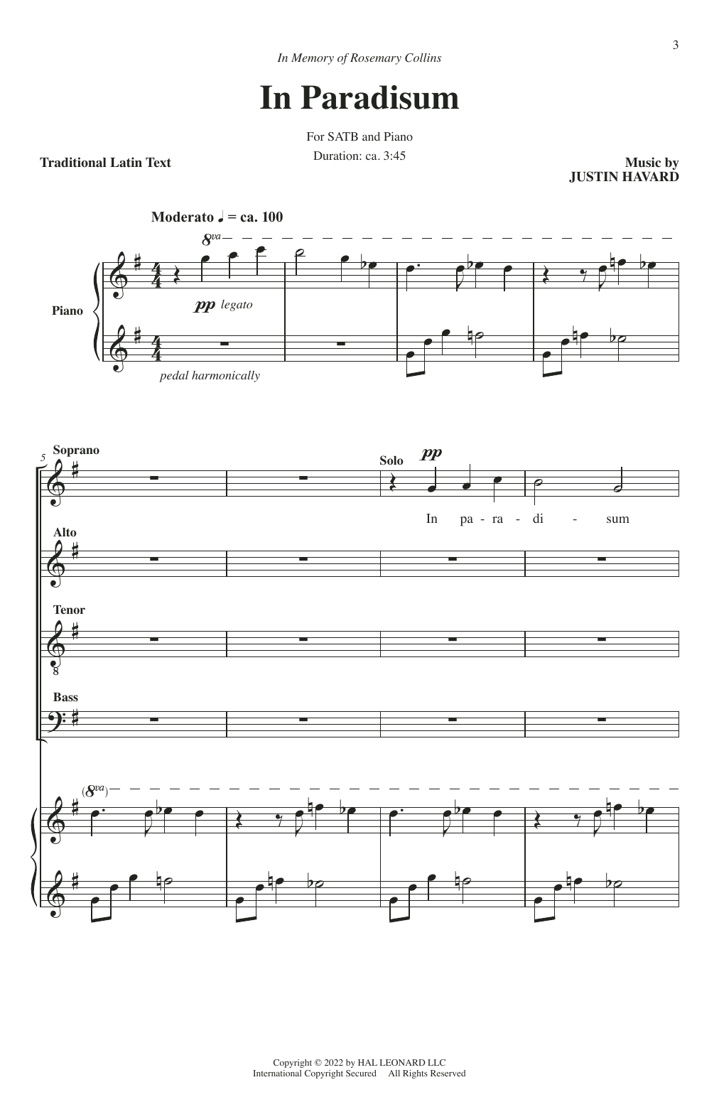 Justin Havard In Paradisum Sheet Music Notes & Chords for SATB Choir - Download or Print PDF