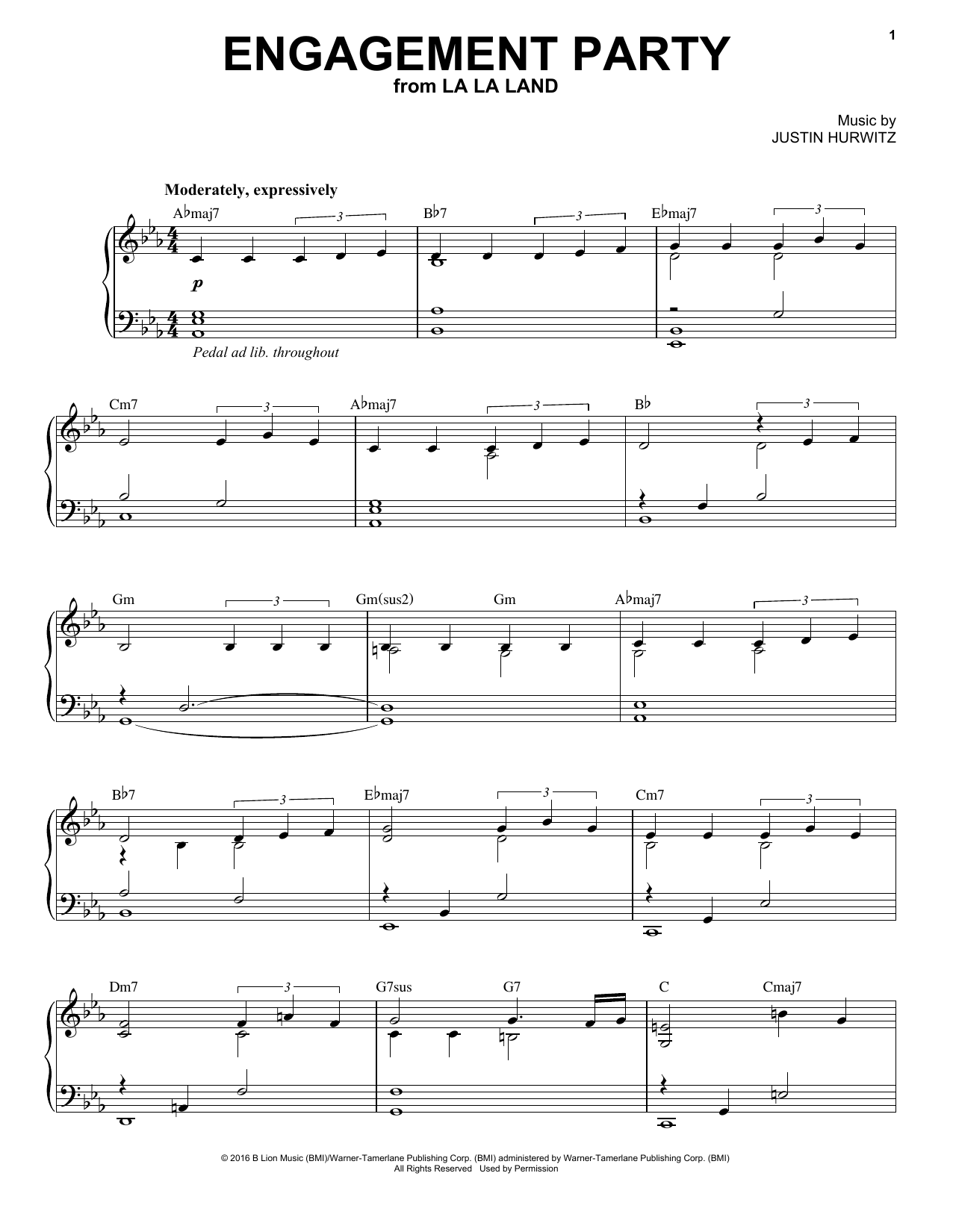 Justin Hurwitz Engagement Party Sheet Music Notes & Chords for Easy Guitar Tab - Download or Print PDF
