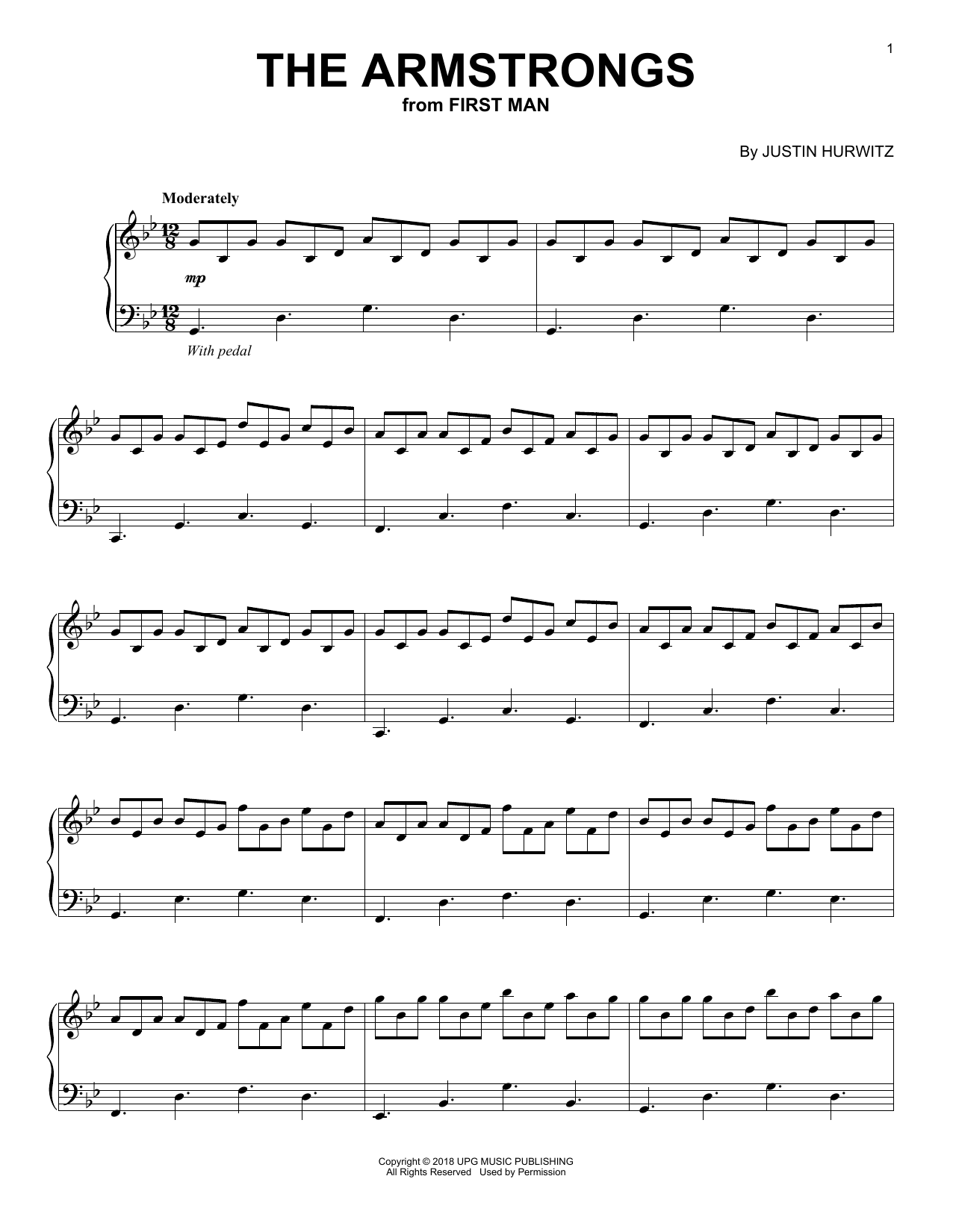 Justin Hurwitz The Armstrongs (from First Man) Sheet Music Notes & Chords for Piano Solo - Download or Print PDF