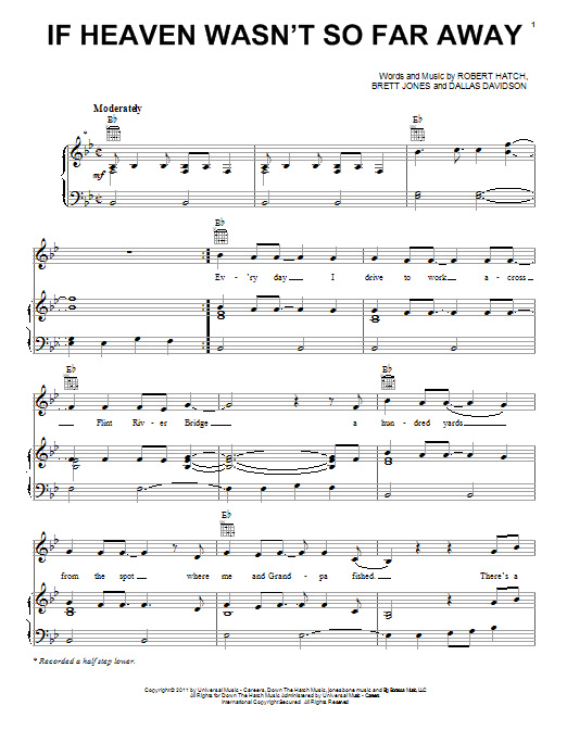 Justin Moore If Heaven Wasn't So Far Away Sheet Music Notes & Chords for Piano, Vocal & Guitar (Right-Hand Melody) - Download or Print PDF