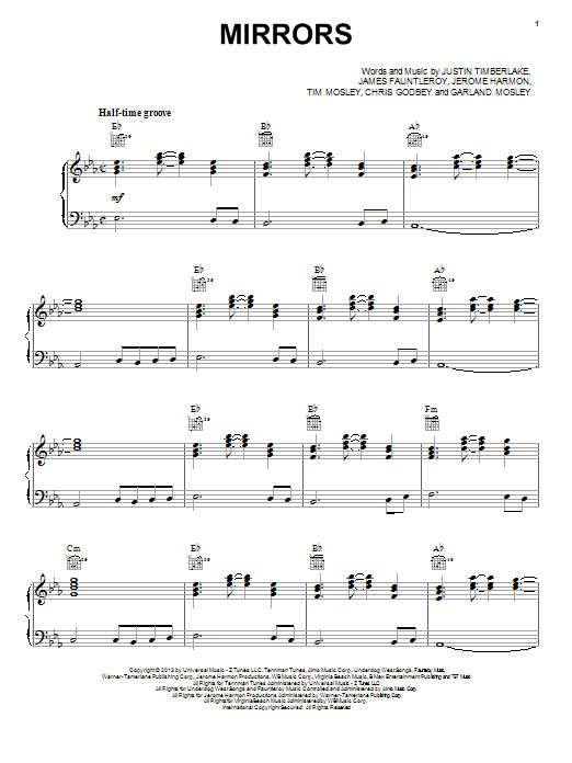 Justin Timberlake Mirrors Sheet Music Notes & Chords for Beginner Piano - Download or Print PDF