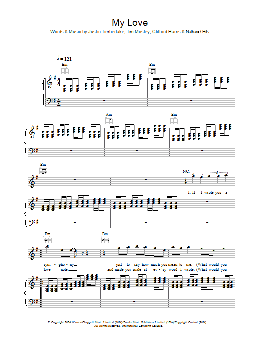 Justin Timberlake My Love Sheet Music Notes & Chords for Piano, Vocal & Guitar - Download or Print PDF