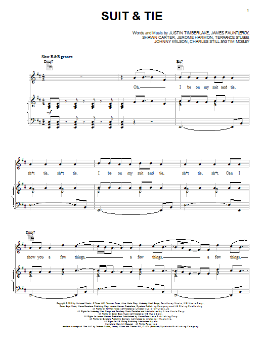 Justin Timberlake Suit & Tie Sheet Music Notes & Chords for Bass Guitar Tab - Download or Print PDF