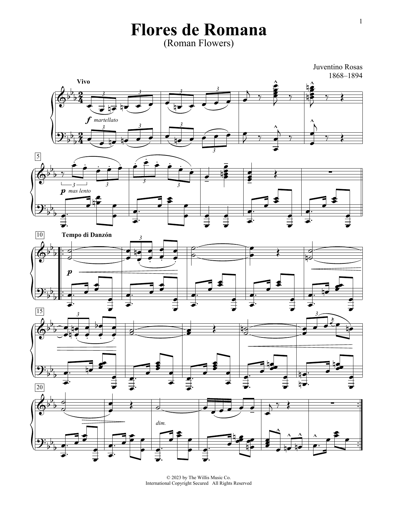 Juventino Rosas Flores De Romana Sheet Music Notes & Chords for Educational Piano - Download or Print PDF