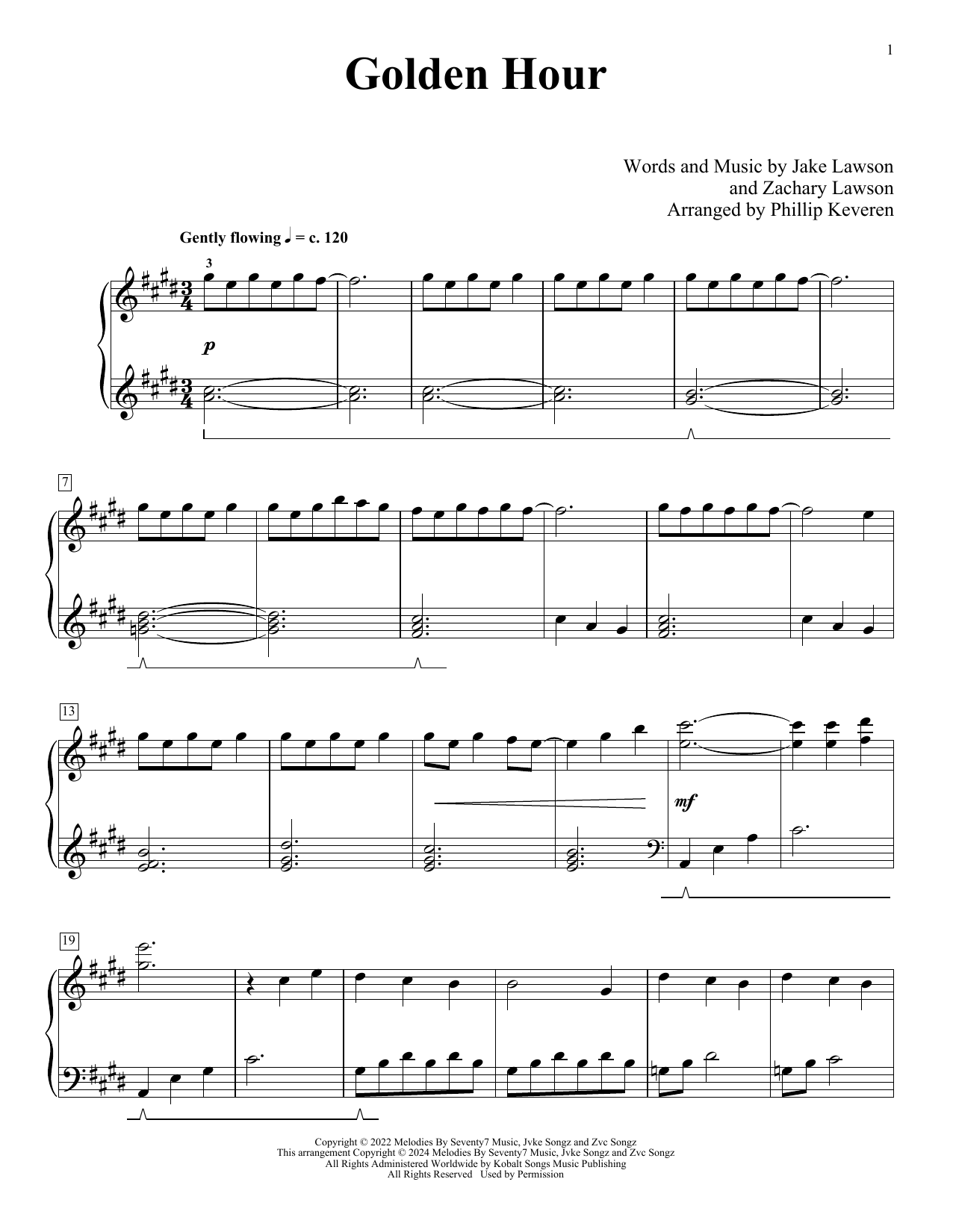 Jvke Golden Hour (arr. Phillip Keveren) Sheet Music Notes & Chords for Piano Solo - Download or Print PDF