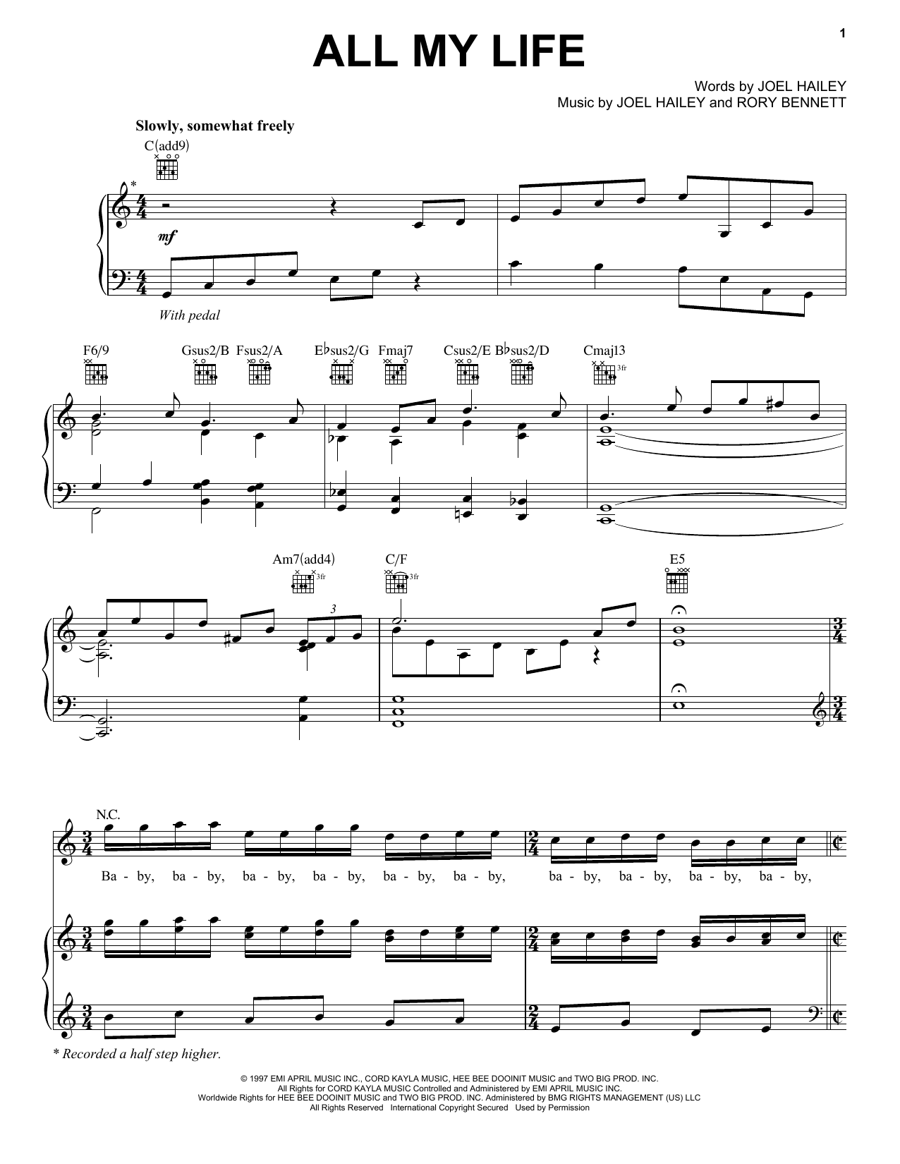 K-Ci & JoJo All My Life Sheet Music Notes & Chords for Piano, Vocal & Guitar (Right-Hand Melody) - Download or Print PDF