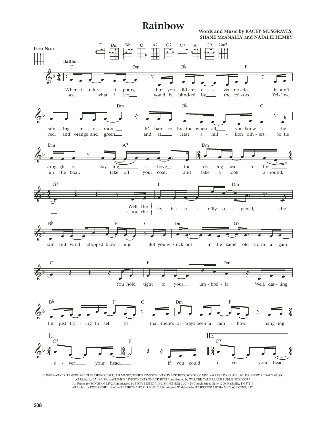 Kacey Musgraves Rainbow (from The Daily Ukulele) (arr. Jim Beloff) Sheet Music Notes & Chords for Ukulele - Download or Print PDF