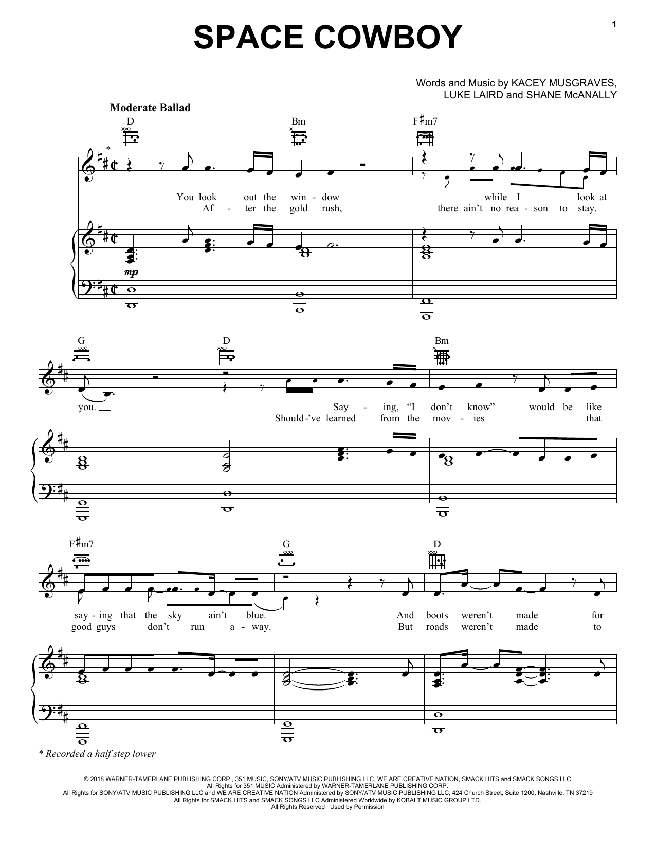 Kacey Musgraves Space Cowboy Sheet Music Notes & Chords for Easy Piano - Download or Print PDF