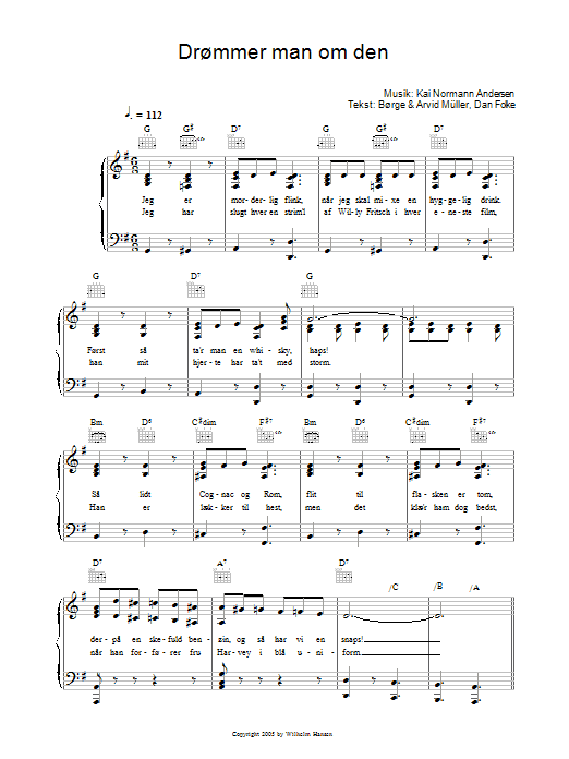 Kai Normann Andersen Drømmer Man Om Den Sheet Music Notes & Chords for Piano, Vocal & Guitar (Right-Hand Melody) - Download or Print PDF