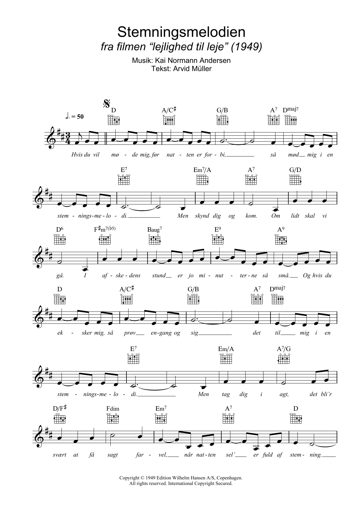 Kai Normann Andersen Stemningsmelodien Sheet Music Notes & Chords for Melody Line, Lyrics & Chords - Download or Print PDF