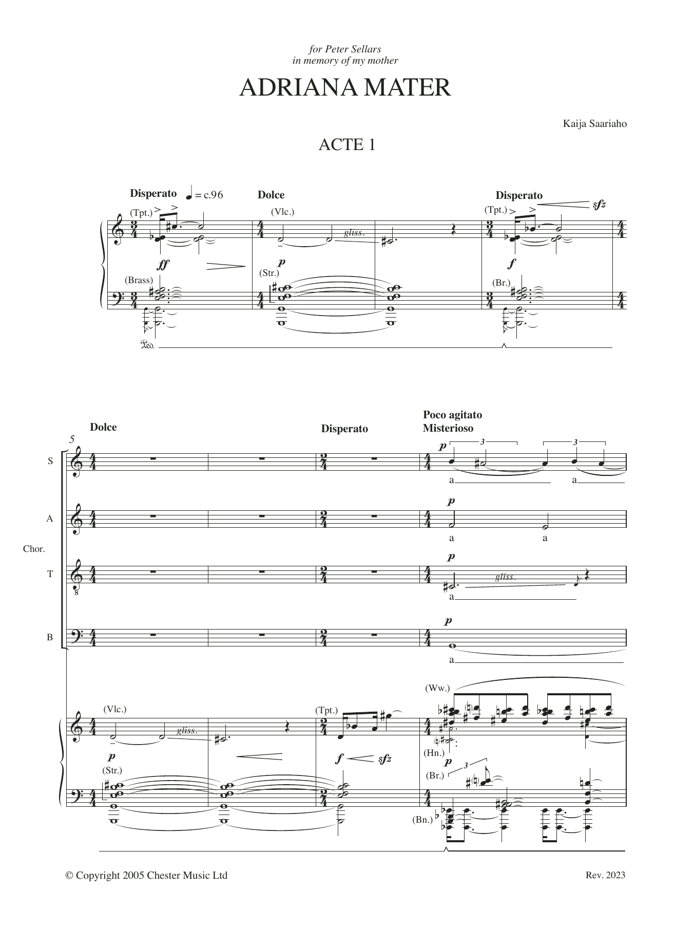 Kaija Saariaho Adriana Mater (vocal score) Sheet Music Notes & Chords for Choir - Download or Print PDF