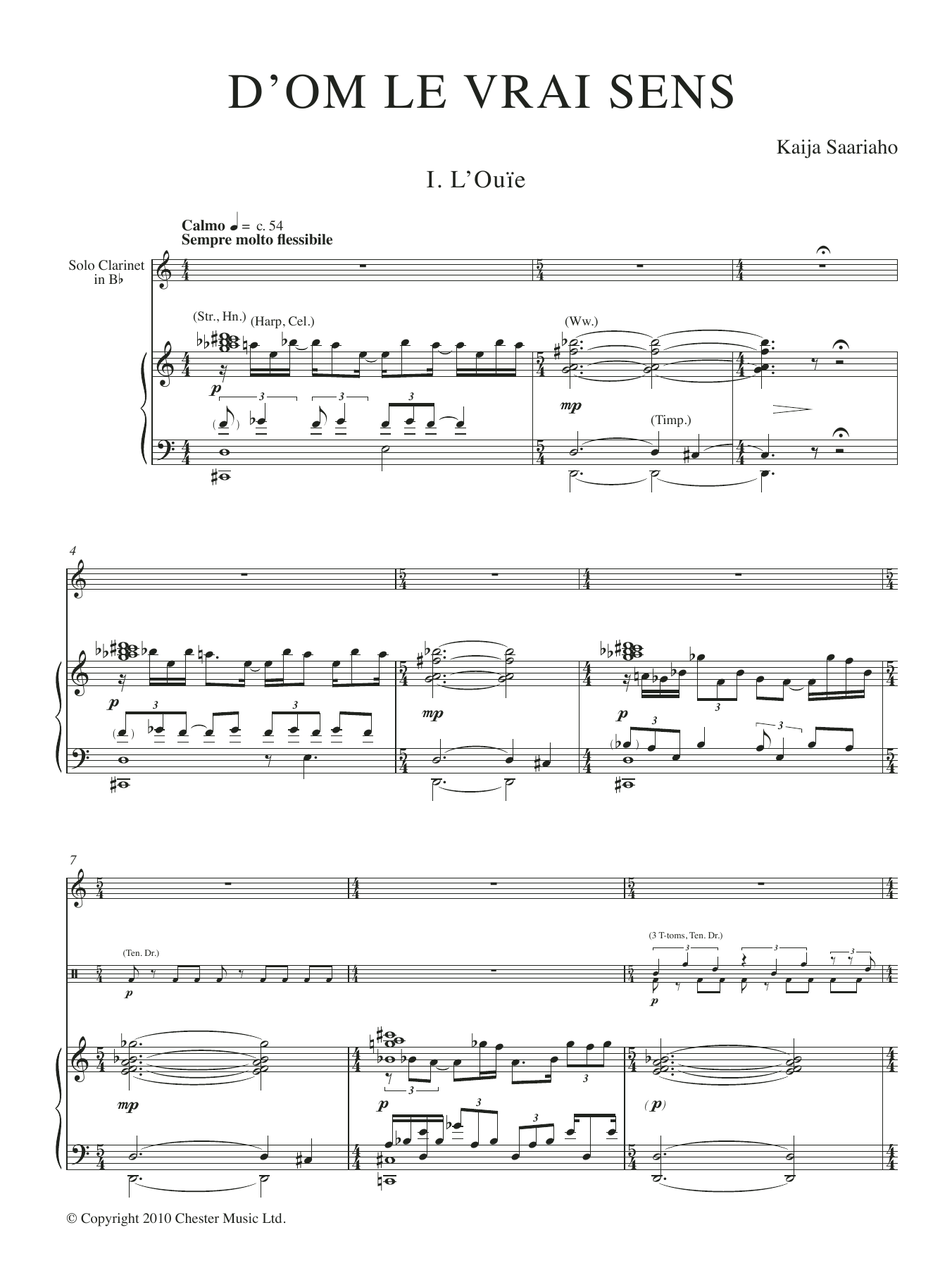 Kaija Saariaho D'OM LE VRAI SENS (piano reduction) Sheet Music Notes & Chords for Piano Solo - Download or Print PDF