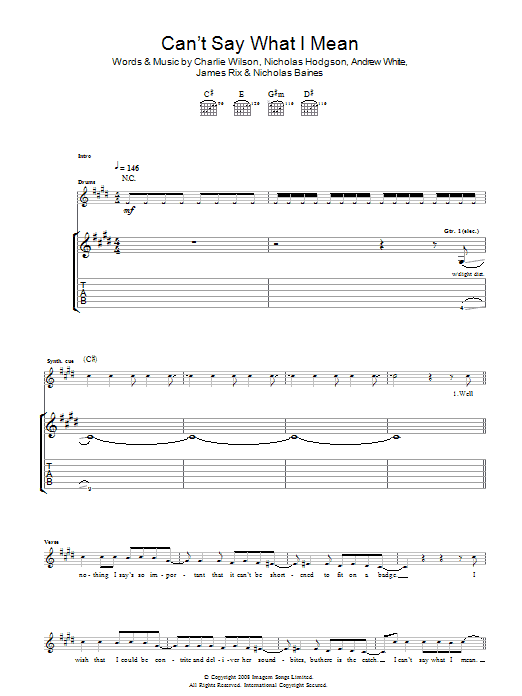 Kaiser Chiefs Can't Say What I Mean Sheet Music Notes & Chords for Guitar Tab - Download or Print PDF